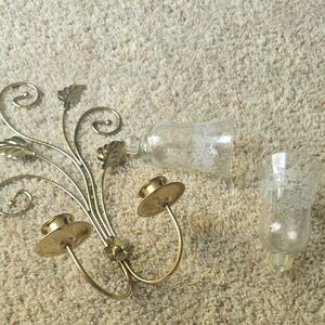 Elegant Gold and Silver Wall Sconce with Glass Votives